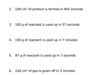 Calculating the mean rate of a reaction worksheet