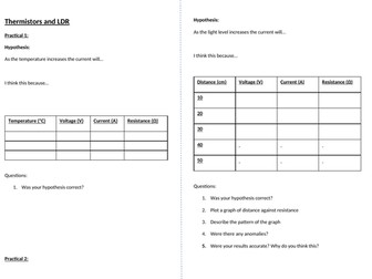 Thermistor and LDR investigations