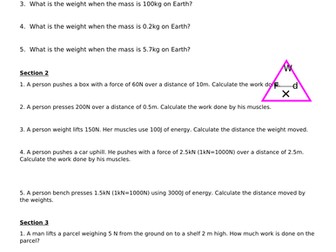 Work done and weight equations