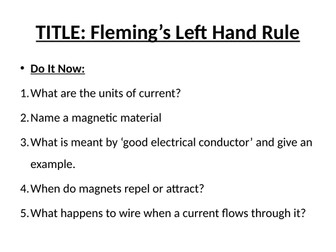 Fleming's left hand rule and F=BxIxl