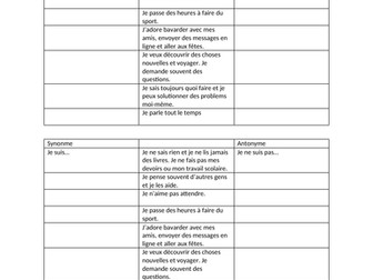 Synonyms for personality adjectives
