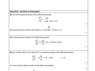 Homework pack for A-level Further Maths