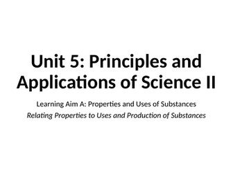 BTEC Level 3 Applied Science Unit 5 Learning Aim A1 (Chemistry)