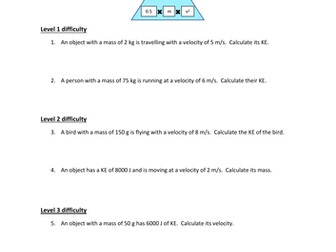 GCSE Physics Kinetic Energy (KE=0.5mv²) Questions and Answers