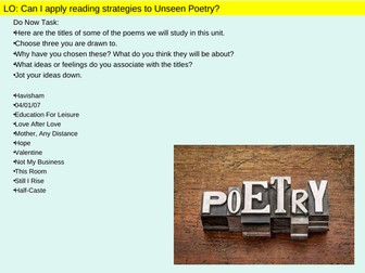 Unseen Poetry Scheme of Work AQA / KS3 and KS4