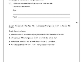 Effect of Catalysts on Reaction Rate