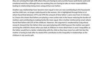 Outline and explain two ways in which relationships have become more equal 10 marks