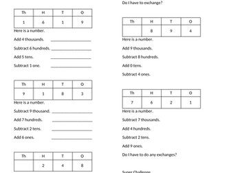 Adding  Subtracting Thousands Hundreds Tens Ones