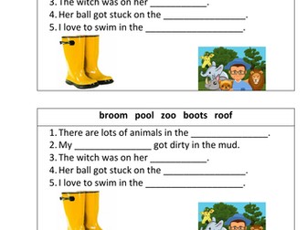 oo digraph missing words sentences