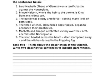 Parenthesis Worksheet - Macbeth