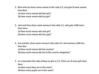 Ratios when given the difference