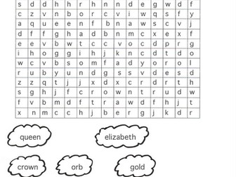 Queen Elizabeth II Word Search KS1