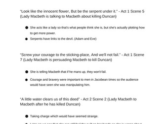 Macbeth Lady Macbeth key quotes analysis