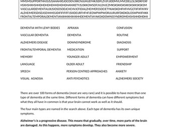 Dementia Word Search