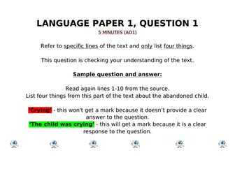 Language Paper 1 help sheet