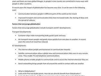 GEOGRAPHY BOOKLET - GLOBALISATION
