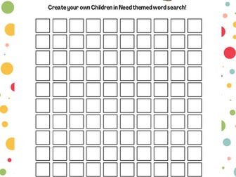 Children in Need Create Your Own Word Search - Fun Activity Pudsey KS2 & KS3