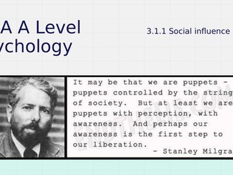 AQA A Level Psychology Social Influence Obedience