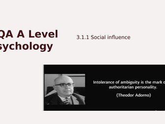 AQA A Level Psychology Social Influence - dispositional explanations and resistance