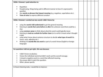 Listening Exam Self-Reflection sheet