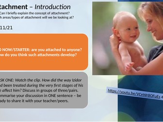 AQA Psychology - Attachment - Introduction