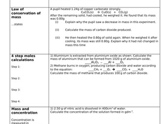 Moles Revision Calculations