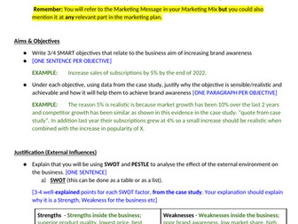 Template report structure for Unit 2 - Developing a Marketing Campaign