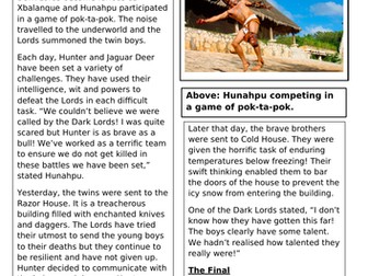 The Hero Twins - Newspaper WAGOLL - Mayans