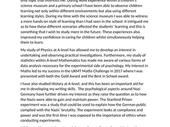 Psychology Bsc - personal statement