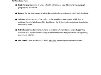NPQH Task 1 and Task 2 (Passed with very high marks for each in Feb 2021)