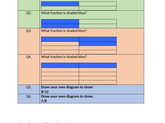 Pre-assessment Questions for Fractions - Year 3