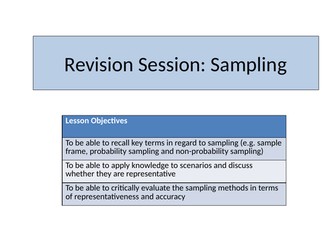 Sociology GCSE Year 11 Sampling Revision lesson