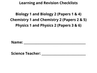 Combined Science Revision Checklists - Edexcel