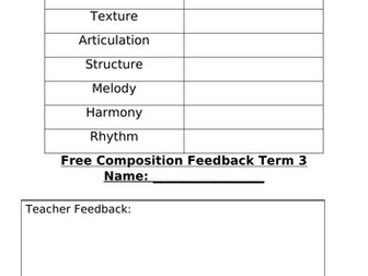 Simple Composition Feedback Sheet