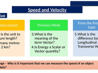 Displacement, Speed and Velocity EdExcel Topic 2.2