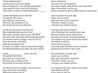 Christmas song Letzte Weihnacht gapfill