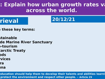 URBAN FUTURES - OCR B GEOGRAPHY SCHEME OF WORK