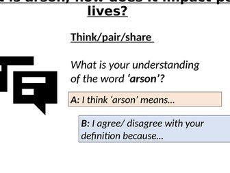 PSHE Lesson- Arson