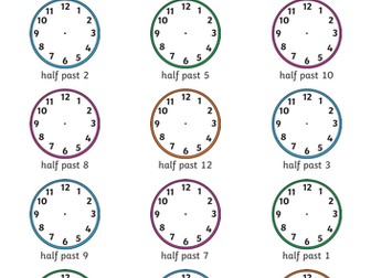 Telling the time using o'clock and half past