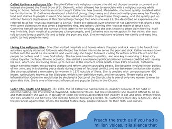 RE religion Teresa of Avila and Catherine of Siena Christian women KS3 x 2 lessons