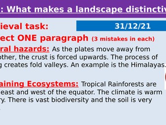 DISTINCTIVE LANDSCAPES - OCR B GEOGRAPHY SCHEME OF WORK