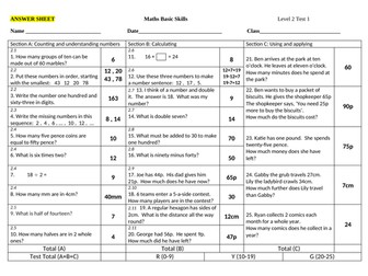 Old style level 2 quick maths sheets- good coverage