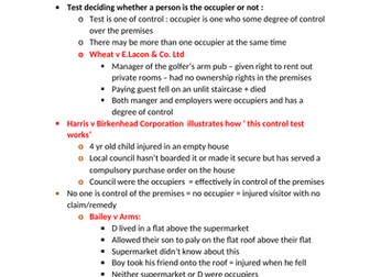 OCR LAW - A LEVEL OCCUPIERS LIABILITY 1957 A/A*NOTES