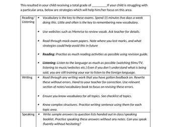 MFL GCSE Mock exam review sheet