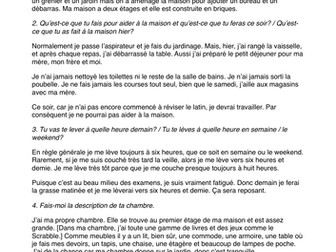 French GCSE Oral Model Answers