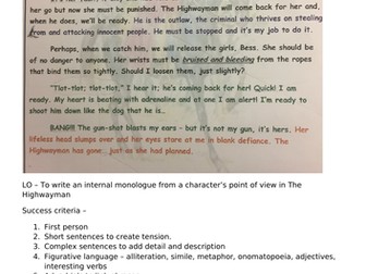 Text example internal monologue - The Highwayman