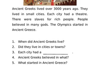 Differentiated Ancient Greece Reading Comprehensions