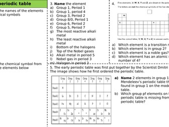 Periodic table - Worksheet