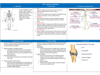 Anatomy & Physiology Knowledge Organiser