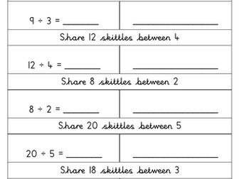 Year 2 Division by Sharing Worksheets